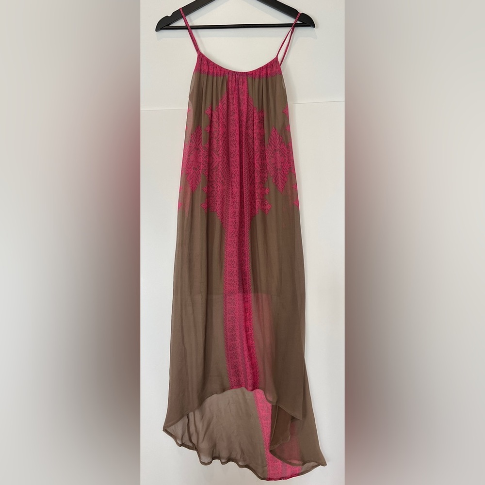 Anthropologie Twelfth Street By Cynthia Vincent Dress SILK in Pink Brown